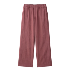 Women's dusty rose wide leg pants with elastic waist and side pockets in premium fabric