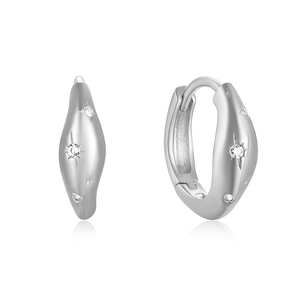 Elegant S925 silver hoop earrings with irregular star pattern and inlaid cubic zirconia