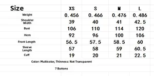 Detailed size chart with measurements for the bow embroidered knit cardigan XS to L