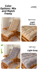 Detail of plush faux rabbit fur chair cushions with diamond quilting and thick texture