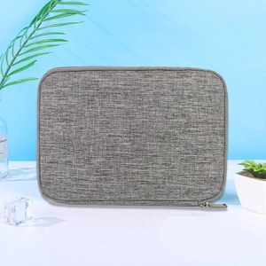 Front view of grey rectangular waterproof storage pouch for smart watch bands