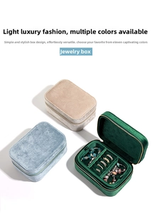 Velvet jewelry organizers in sky blue, champagne, and emerald green with zipper closure