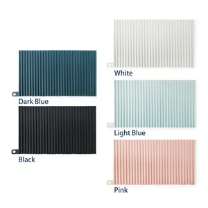 Rectangle silicone heat resistant placemats with vertical texture and hanging holes in 5 colors