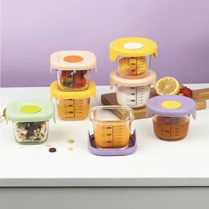 Baby Food Storage Container Glass Bowl With Silicone Lid And Steam Vent Scale Marks Microwave Safe For Toddler Infant Feeding