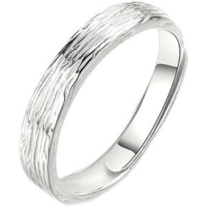 Minimalist silver men's ring featuring bionic bark texture and polished inner band