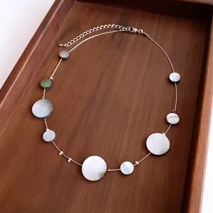 Perlmutt Anhänger Halskette Vintage Schwarze Muschel Rund Geometrisch Verstellbar Kupfer Ethnischer Schmuck Damen