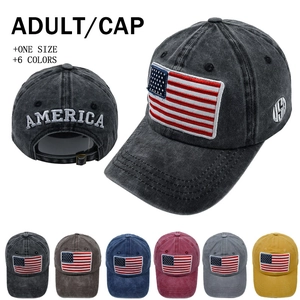 Vintage Washed Cotton Baseball Cap With American Flag Patch And USA Embroidery Sun Protection Outdoor Hat For Men Women