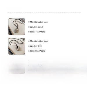 Detailed size and material chart for hollow heart and bean pendant necklaces