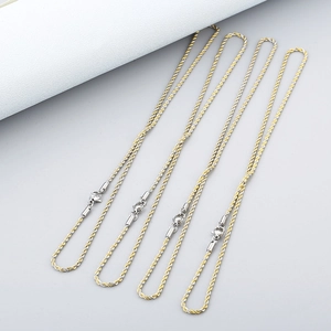 Lot de 3 colliers chaîne torsadée bicolore en acier inoxydable pour hommes et femmes