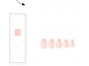 Detail of nude pink press-on nails with white French tips and glossy finish set of 10
