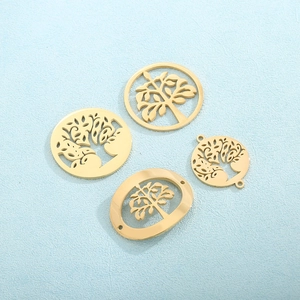 Polished gold stainless steel Christmas tree pendant set for elegant jewelry making