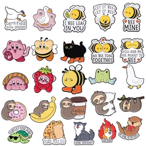 Broches En Émail Animaux Mignons En Alliage De Zinc Kawaii Paresseux Abeille Grenouille Oie Hérisson Pour Sac À Dos Veste