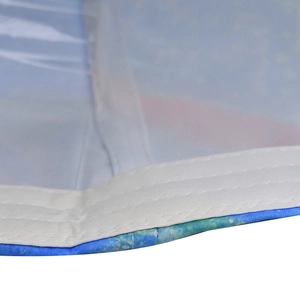 Detailed macro view of heavy-duty stitching and interior lining of a gradient cotton cap