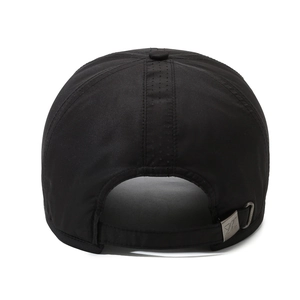 Black breathable baseball cap with laser-cut holes and metal adjustable buckle