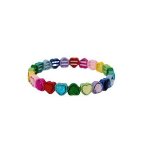 Pulsera elástica de cristal de corazón macaron colorida, estilo de joyería fantasía.