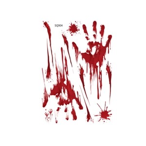Detailed realistic bloody handprints and blood splatter stickers for Halloween horror decor