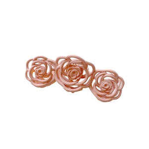 Pink matte hollow camellia flower hair claw clip with large shark clip design for women