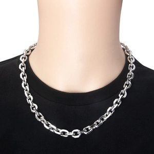 Polished stainless steel OT buckle chain necklace for hip hop and punk fashion styles