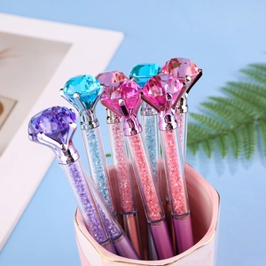 Sparkly diamond ballpoint pens with crystal liquid sand and large acrylic gem top