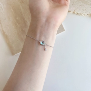 S925 sterling silver bracelet for women with moonstone planet and star pendants