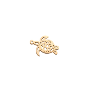 Minimalist golden hollow turtle pendant in mirror-polished stainless steel for DIY jewelry