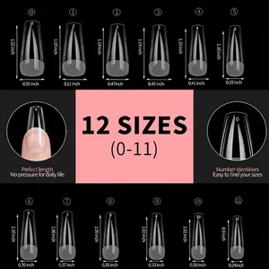 Tableau des tailles pour 550 faux ongles ballerine givrés en 12 tailles différentes