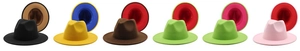 Collection de chapeaux fedora en laine à large bord en six options de couleurs bicolores