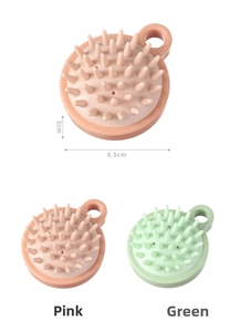 Vue détaillée de la brosse de massage du cuir chevelu en silicone de 6,5 cm avec mesures