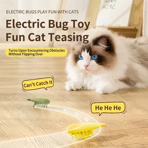Electric Cat Toy Insect Shape Interactive Automatic Moving Vibration Teaser TPU Plastic Beetle For Indoor Cats