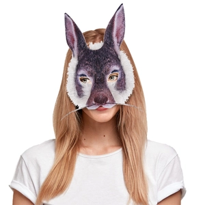 Masque de lapin réaliste avec longues oreilles pour fête d'Halloween et cosplay chic