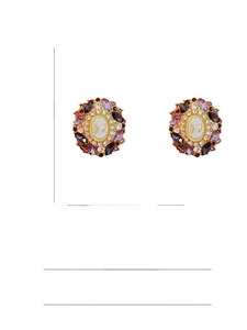 Detailed product dimensions for vintage cameo earrings with S925 silver needle features