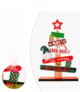 Vue détaillée d'une décoration de table en forme de sapin de Noël avec vœux festifs
