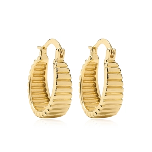 Orecchini a cerchio a U placcati in oro minimalisti con design geometrico testurizzato