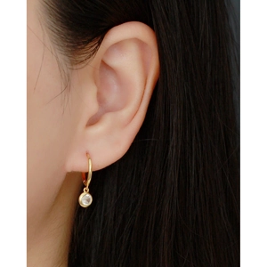 S925 sterling silver gold hoop earrings with bezel set round cubic zirconia drop