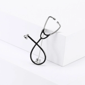 Creative silver stethoscope enamel brooch pin for doctor and nurse medical uniforms