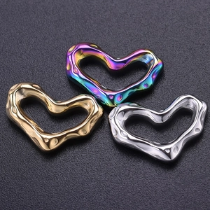 304 stainless steel heart pendants in gold, silver, and rainbow with hammered texture