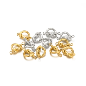 Gold and silver stainless steel knotted heart connectors for DIY jewelry making