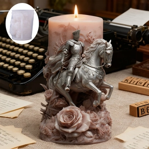 Moule en silicone 3D Chevalier à cheval avec roses pour bougies artisanales et aromathérapie
