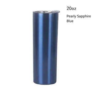 Gobelet isotherme 20oz bleu saphir nacré en acier inoxydable 304 pour voiture