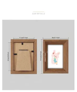 Dimensions détaillées du cadre photo en bois avec mesures de largeur et de taille précises