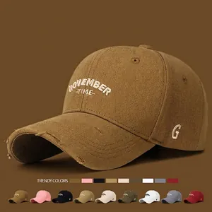 Cotton Baseball Cap Embroidered Letter Distressed Vintage Adjustable Sun Protection Outdoor For Men Women