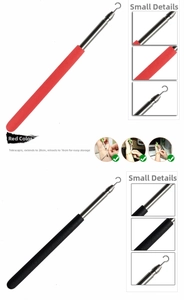 Detail of red and black telescopic bracelet helper showing 16cm to 28cm length