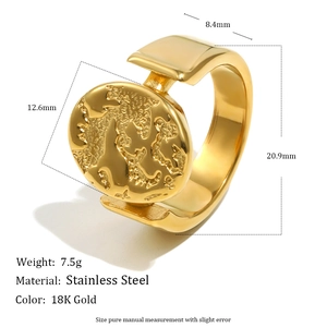 Minimalist 18K gold-plated stainless steel ring featuring relief world map nebula design
