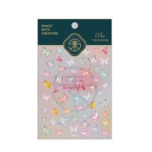5D butterfly nail art stickers with colorful designs for professional manicure decoration