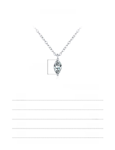 Detailed specs for a 0.50Ct marquise cut moissanite necklace in 925 sterling silver