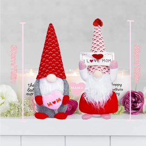 Set of 2 Mother's Day Gnomes with I Love Mom heart and envelope, holiday decor ornaments