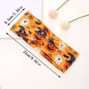 Detail showing dimensions of 8.5cm by 22cm for Halloween yoga pumpkin headband