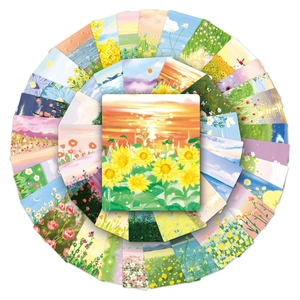 Autocollants de peinture à l'huile avec paysages floraux vibrants et tournesols