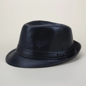 Fedora Hut Retro Britischer Stil PU Leder Jazz Hut Für Herren Damen Sonnenschutz Outdoor Mode Kurze Krempe