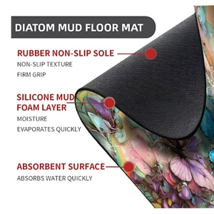 Detail of non-slip rubber base and absorbent foam layer of the butterfly bath mat